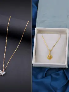 DressBerry Women Set of 2 Gold-Plated Minimal Necklace