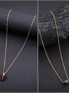 DressBerry Set of 2 Brass Minimal Necklace