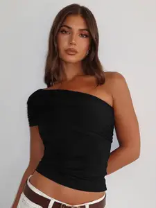 MIAKEE Women Solid Tube Crop Top