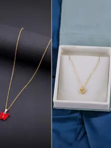 DressBerry Set of 2 Brass Minimal Necklace