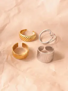 Niska Set Of 4 Gold-Plated Adjustable Finger Rings