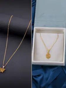 DressBerry Set of 2 Brass Minimal Necklace