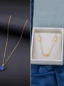 DressBerry Set of 2 Brass Minimal Necklace