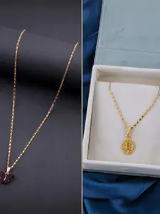 DressBerry Set of 2 Brass Minimal Necklace