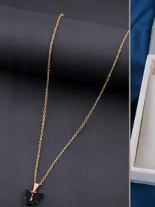 DressBerry Set Of 2 Gold-Plated Stones Studded Minimal Chain With Butterfly Pendants