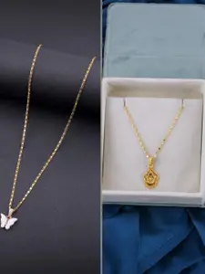 DressBerry Set of 2 Brass Minimal Necklace