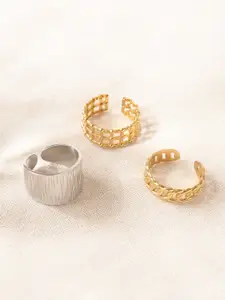 Niska Women Set Of 3 Gold-Plated Finger Ring