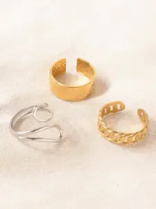 Niska Set Of 3 Gold-Plated Adjustable Finger Rings