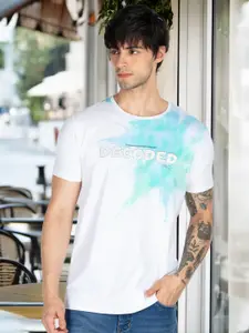 Status Quo Men Typography Printed Round Neck Cotton T-shirt