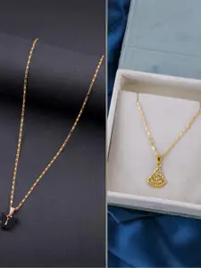 DressBerry Set of 2 Brass Minimal Necklace