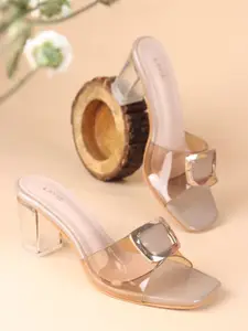 Lavie Beige Casual Slip-on Block Heel Pumps