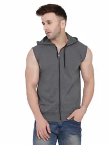 BEYOU FASHION Hooded Sleeveless Slim Fit Sweatshirt