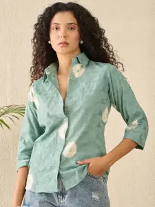 The Roadster Lifestyle Co Geometric Printed Cotton Relaxed-Fit Spread Collar Casual Shirt