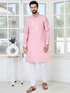 See Designs Men Floral Embroidered Regular Sequinned Pure Cotton Kurta with Pyjamas