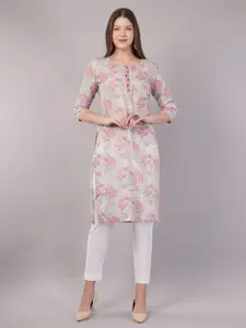 JIDI FASHION Women Floral Yoke Design Thread Work Kurta