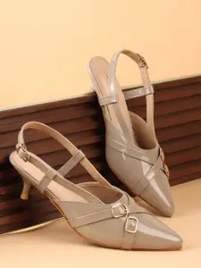 Lavie Embellished PU Slim Heeled Pumps Buckles Heels