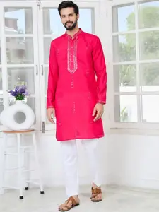 See Designs Men Regular Sequinned Pure Cotton Kurta with Pyjamas