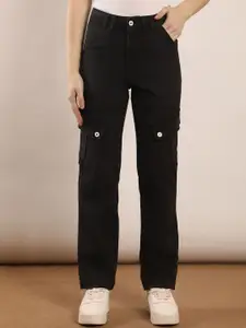 FCK-3 Women Straight Fit High-Rise Stretchable Cargos Jeans