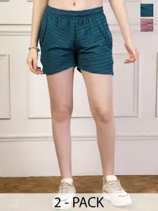 UZARUS Pack Of 2 Women Training or Gym Shorts