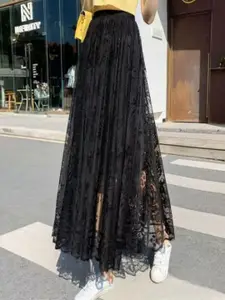 bebe Printed Pure Cotton Flared Maxi Skirt