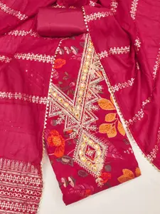 HMP Fashion Embroidered Unstitched Dress Material