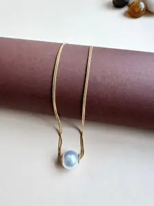 The Jewellery Tale Stainless Steel Gold-Plated Chain with Pearls Pendant Necklace