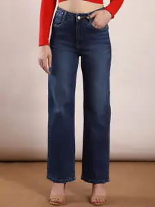 FCK-3 Women Solid Wide Leg High-Rise Light Fade Stretchable Jeans