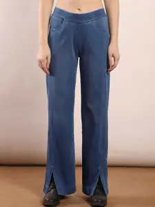 FCK-3 Women Wide Leg High-Rise Light Fade Stretchable Jeans