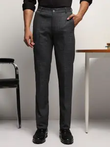 SUBTRACT Men 4 Way Stretch Flex Waist Checked Slim Fit Formal Trousers