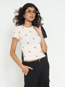 People Conversational Printed Crop Top