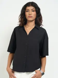 People Women Shirt Collar Pure Cotton Shirt Style Regular Top