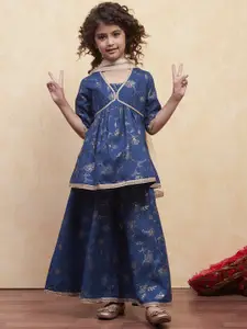 Biba Girls Floral Printed Kurta with Skirt & Dupatta