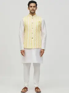 Arihant Rai Sinha Chevron Embroidered Mandarin Collar Nehru Jacket