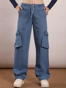 FCK-3 Women Relaxed Fit High-Rise Stretchable Clean Look No Fade Jeans