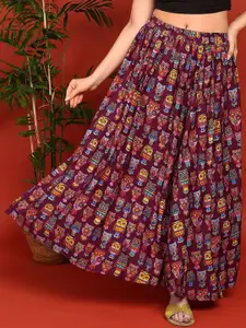 VAHSON Printed A-Line Maxi Skirt