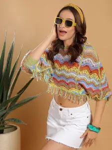 Kotty Women Self Design Cotton Corset Crop Top