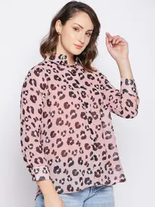 all about you Women Printed  Mandarin Collar Crepe Longline Top