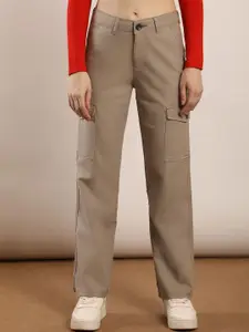 FCK-3 Women Straight Fit High-Rise Stretchable Cargo Styles Jeans