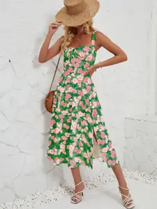 all about you Floral Print A-Line Midi Dress