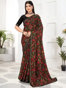 LeeliPeeri Designer Floral Pure Chiffon Saree