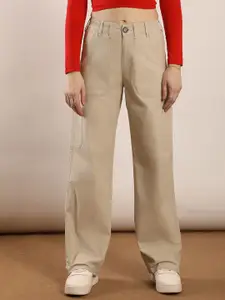 FCK-3 Women Wide Leg High-Rise Stretchable Cargo Jeans