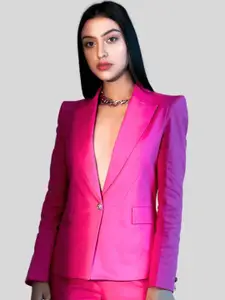 PROT-OFFICIAL Women Solid Peaked Lapel Collar Blazer