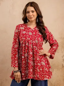 Mialo fashion Floral Printed V-Neck Kurti