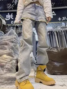 StyleCast x Revolte Women Regular Fit Mid-Rise Low Distress Light Fade Jeans