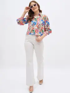 all about you Floral Printed Spread Collar Pure Cotton Casual Shirt