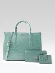 Allen Solly Women Crocskin Textured 14 Inch Laptop Handbag