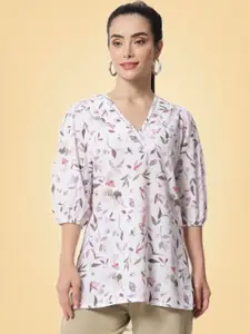 all about you Women Printed Puff Sleeve Cotton Top