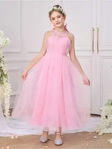 StyleCast x Revolte Girls Solid Round Neck Ruffles A-Line Dress