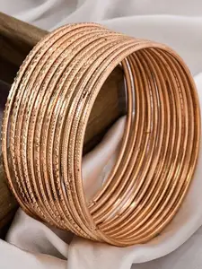 Anouk Rose Gold Plated & Textured set of 12 classic bangles