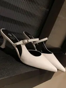 PURPLEHUNT Women Solid Embellished Block Peep Toes Heels